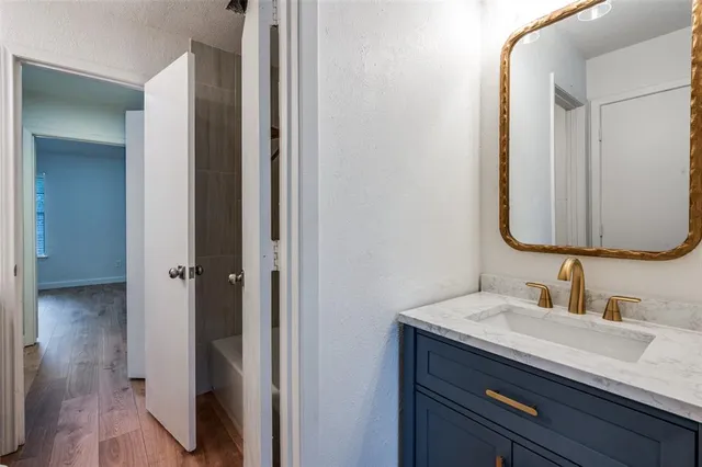 a bathroom with a bathtub