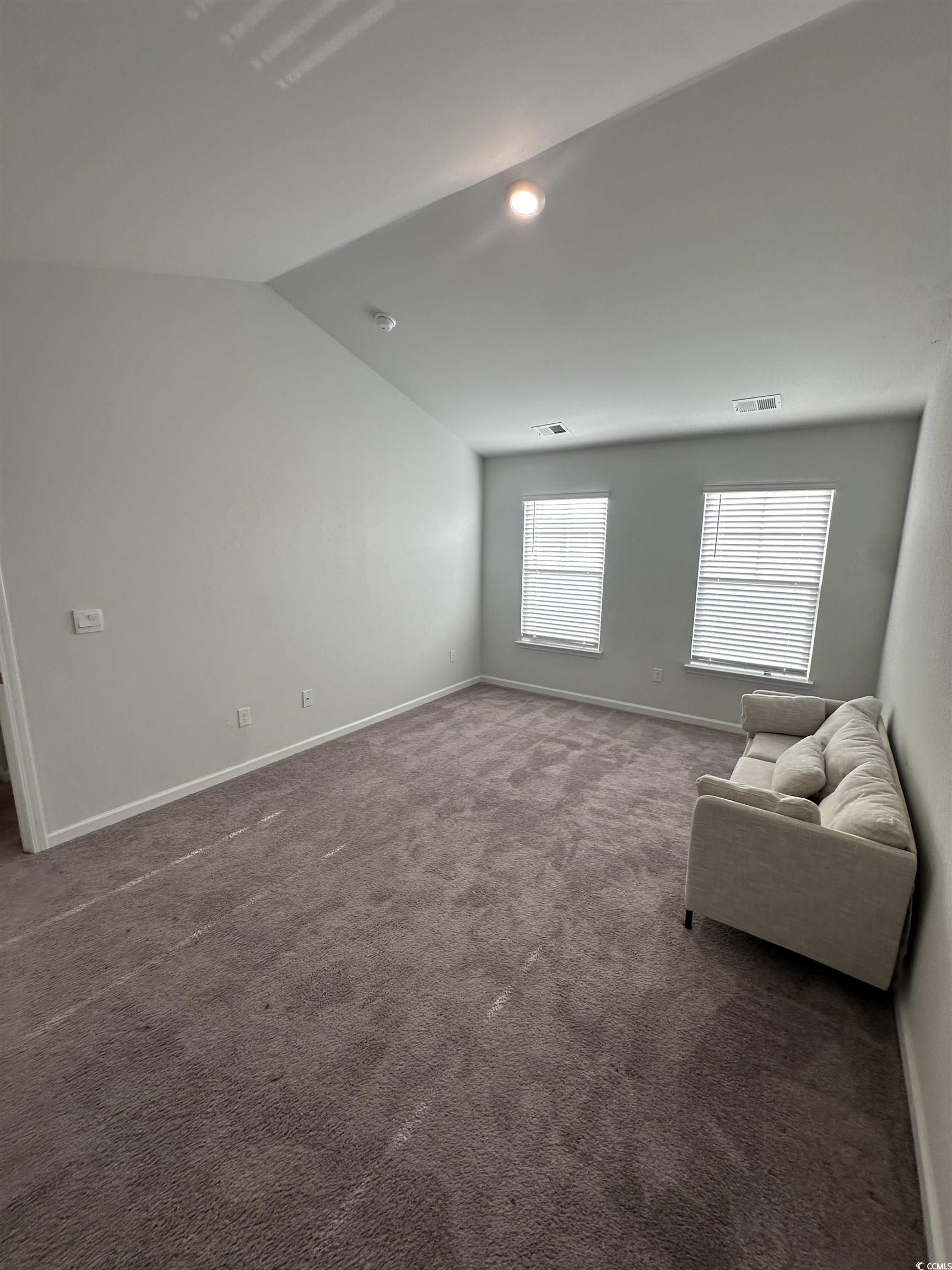 2655 Pegasus Place Myrtle Beach, SC 29577 - Photo 10 of 30 Living area featuring dark carpet and vaulted ceiling