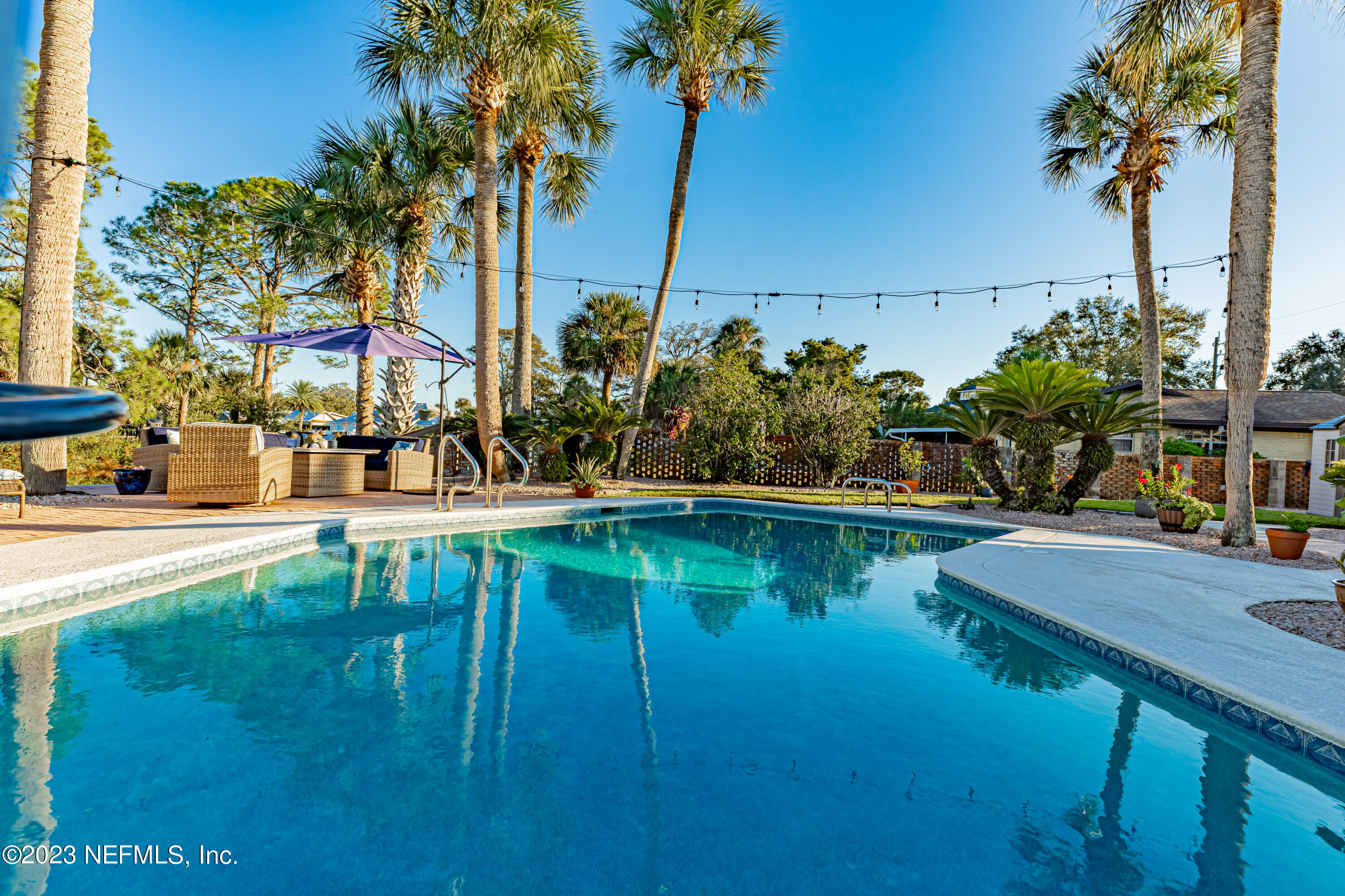 3467 Eunice Road Jacksonville, FL 32250 - Photo 70 of 83 a view of swimming pool with lawn chairs and plants