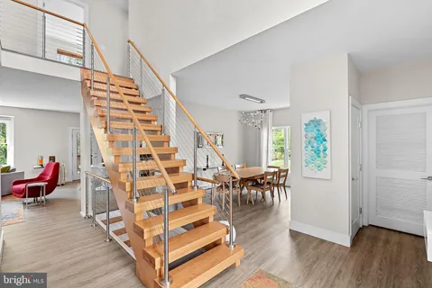 a view of entryway with wooden floor