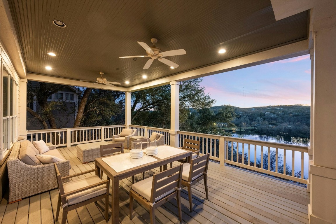 a view of a patio with a table and chairs