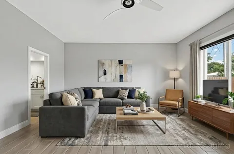 a view of livingroom with workspace