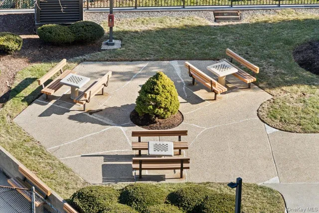a view of a terrace with sky view