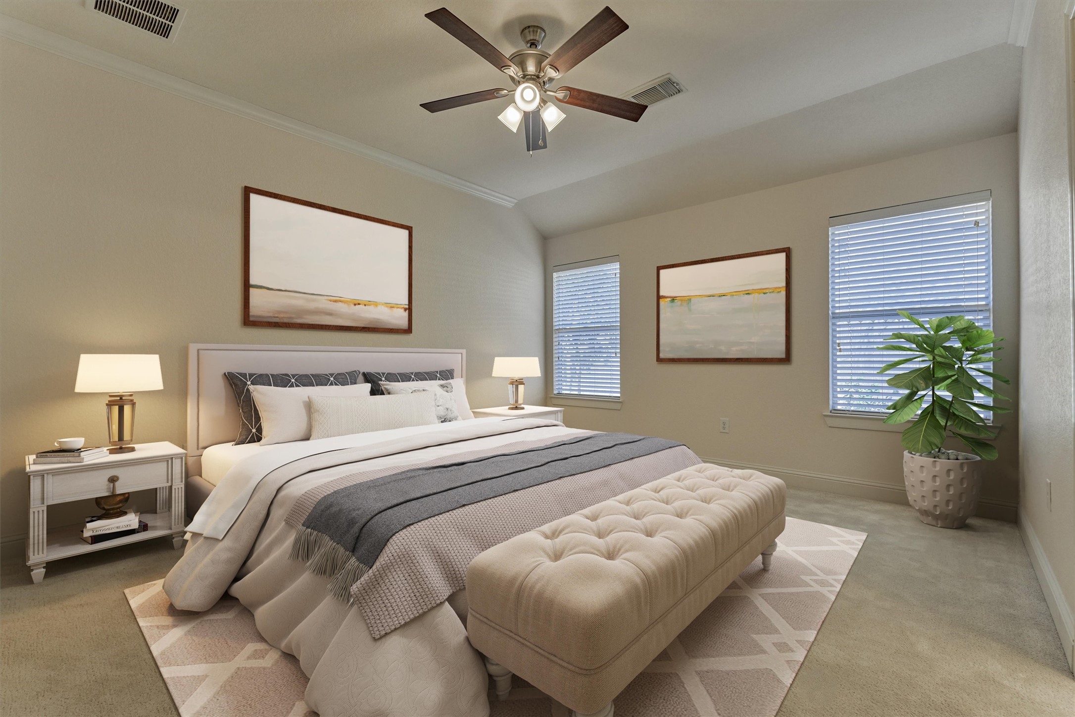 6 Windsor Bridge Drive Conroe, TX 77384 - Photo 26 of 46 a bedroom with a bed and a chandelier