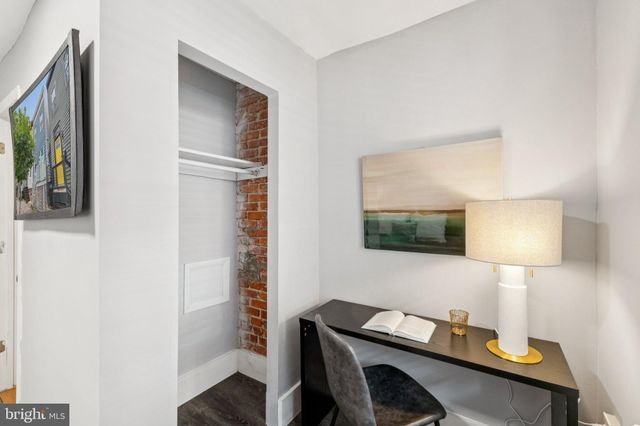 a room with a table and a chair