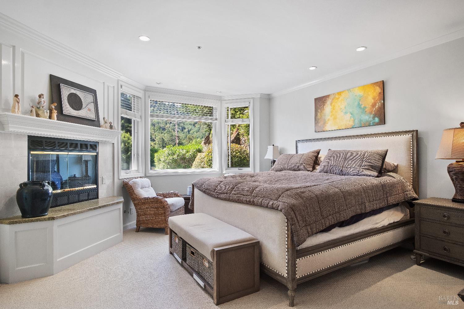 6 Oak Road Larkspur, CA 94939 - Photo 13 of 41 a bedroom with a bed and glass window