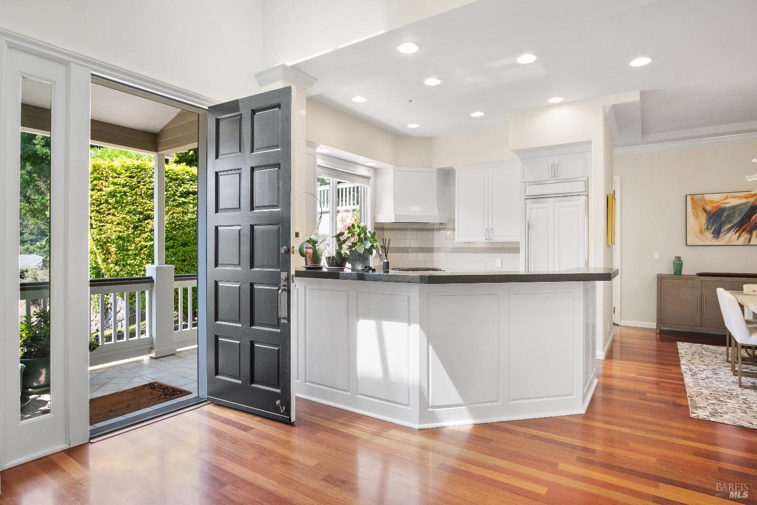 6 Oak Road Larkspur, CA 94939 - Photo 3 of 41 a kitchen with stainless steel appliances granite countertop a refrigerator a sink and a stove