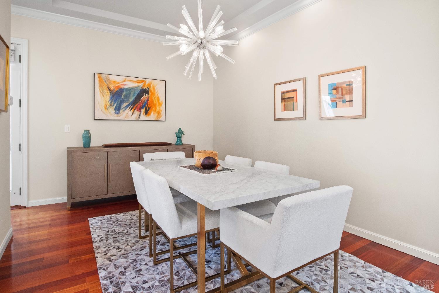 6 Oak Road Larkspur, CA 94939 - Photo 9 of 41 a view of a dining room with furniture and wooden floor