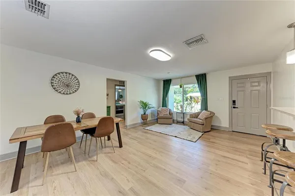 a living room with furniture