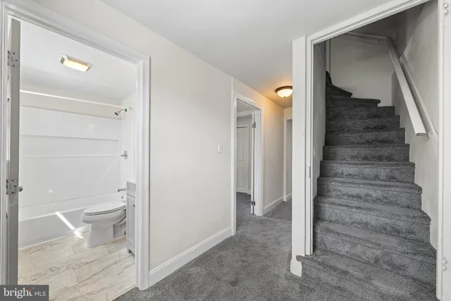 a view of bathroom with toilet