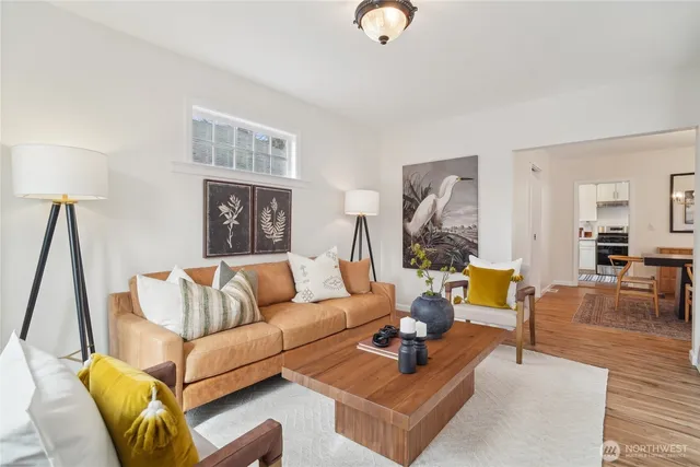 a living room with furniture