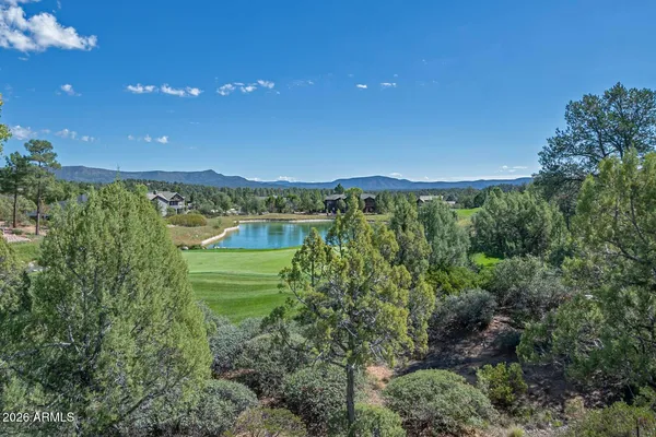 a view of a lake with a city