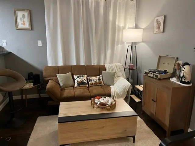 a living room with furniture