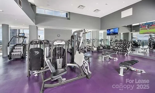 a view of a room with gym equipment