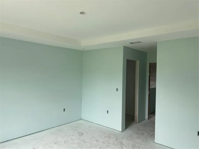 an empty room with closet