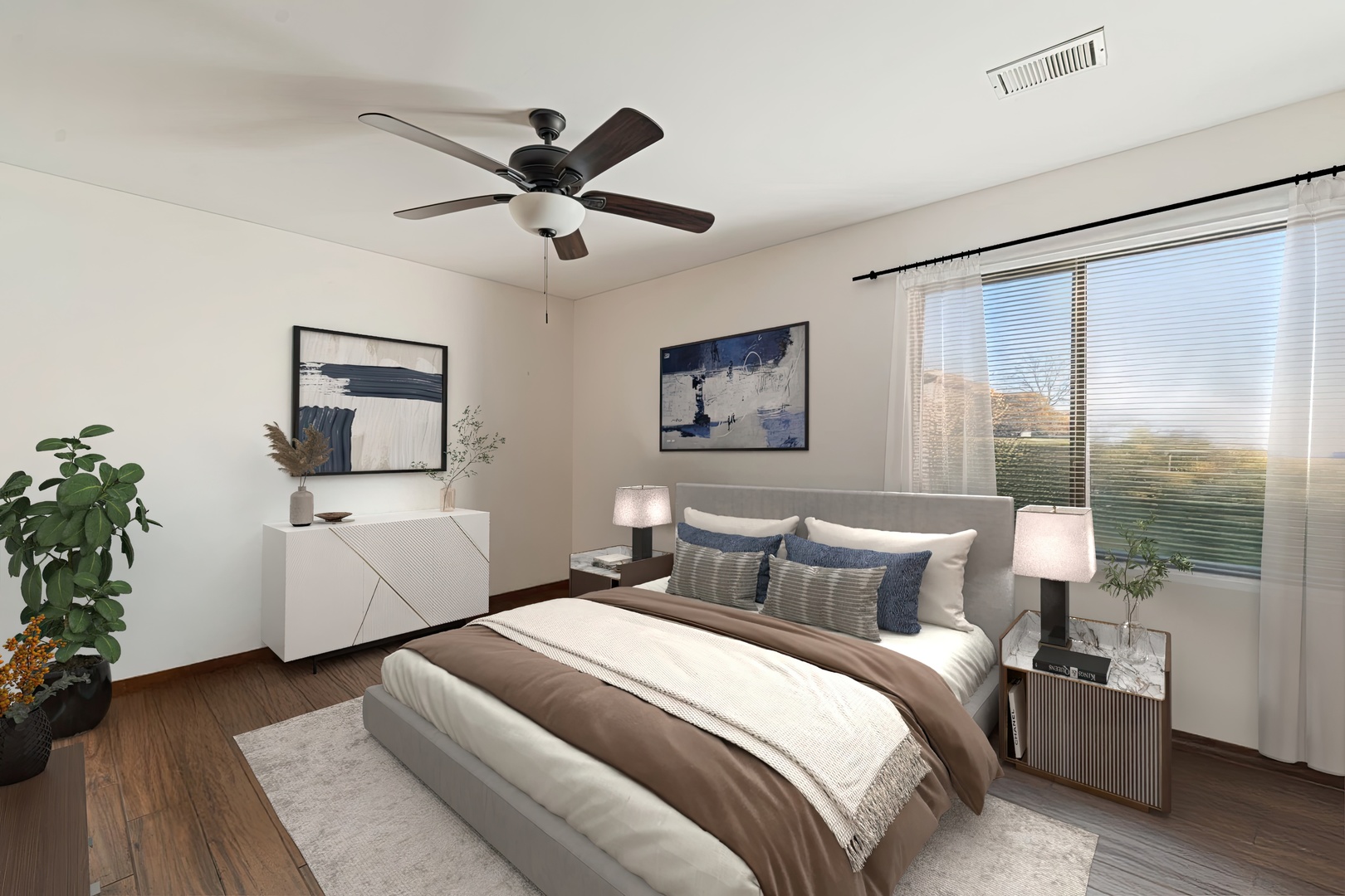 756 Rodenburg Road, Unit 1C Roselle, IL 60172 - Photo 16 of 28 a bedroom with a large bed and a chandelier