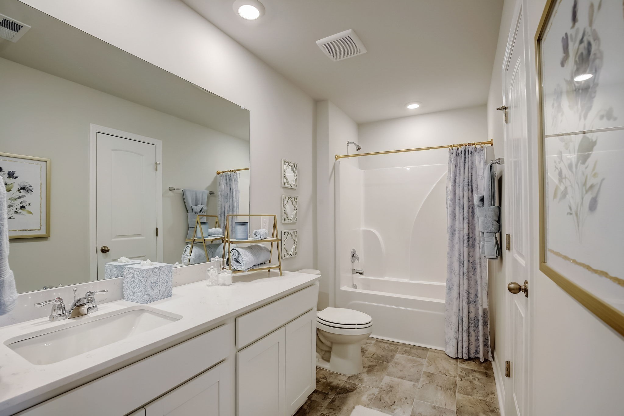 2105 Widgeon Point Lebanon, TN 37090 - Photo 32 of 42 a bathroom with a granite countertop sink toilet and shower