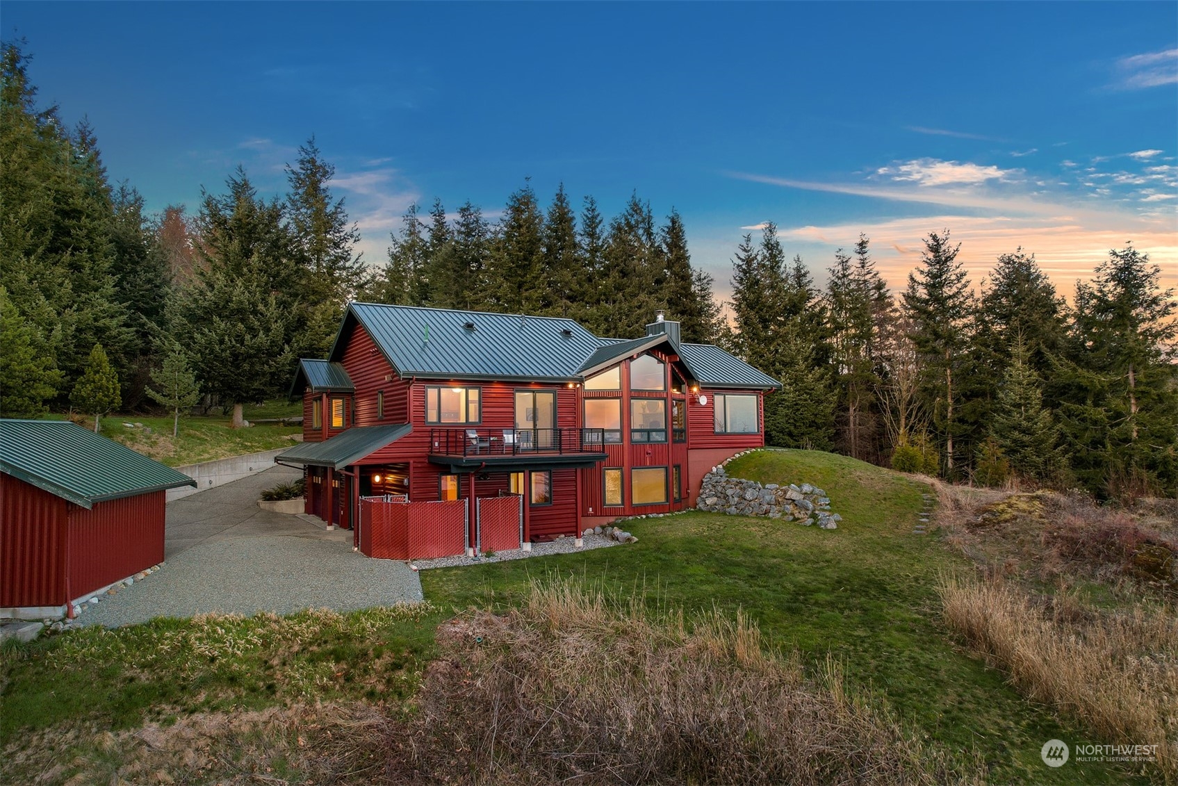 887 Chuckanut Ridge Drive Bow, WA 98232 - Photo 31 of 35 an aerial view of a house with a big yard