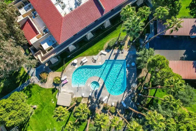 a view of fountain in the backyard