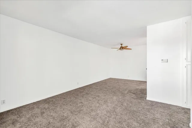 an empty room with a door