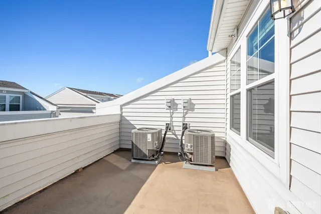 a view of a terrace with sky view