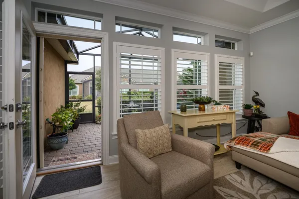 a outdoor living space with furniture