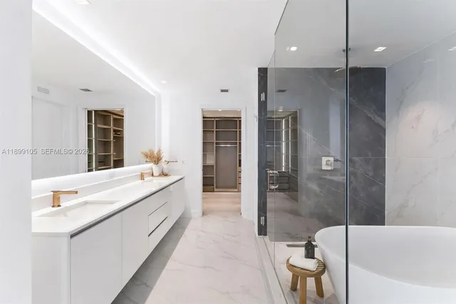 a workspace with furniture and a potted plant