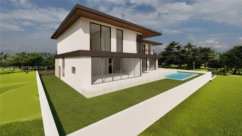 a view of house with swimming pool yard and mountain view