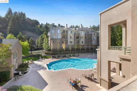 a view of a city from a patio