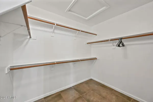 a view of a room with racks on the wall