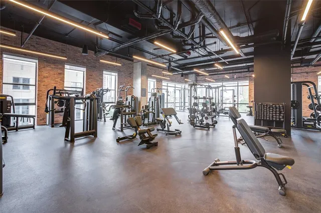 a view of a room with gym equipment