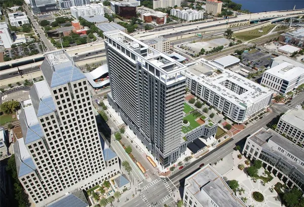 an aerial view of a city