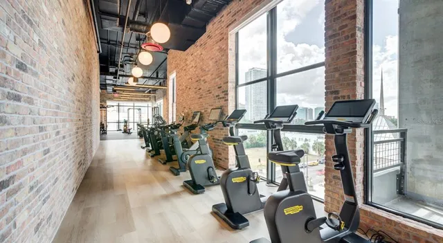 a view of a room with gym equipment