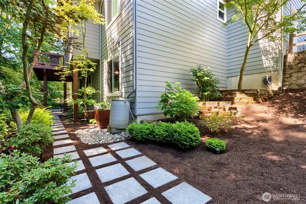 a house view with a garden space