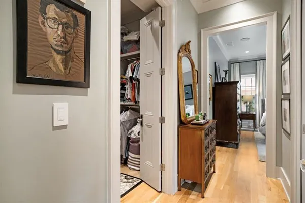 a view of a deck with wooden floor and outdoor seating