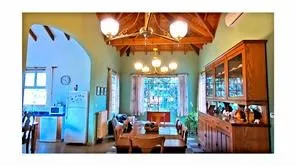 a view of a living room and bathroom