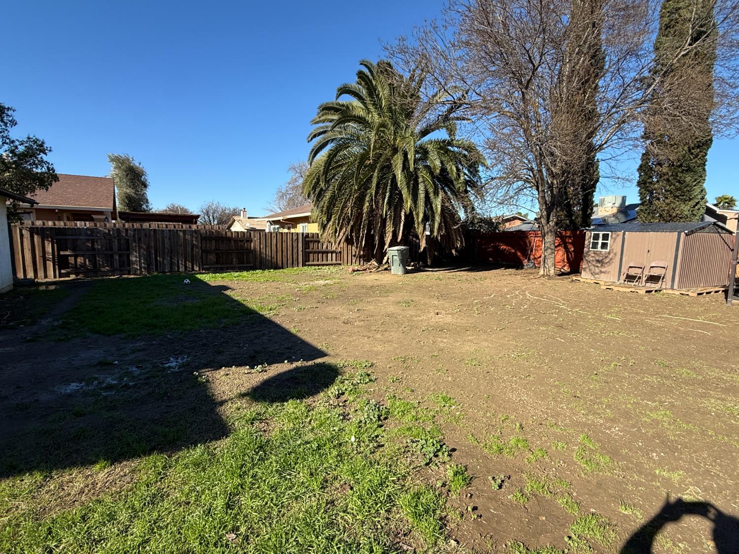 1625 Blue Spruce Way Newman, CA 95360 - Photo 7 of 22 fenced backyard with a storage unit