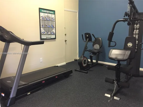 a room with gym equipment