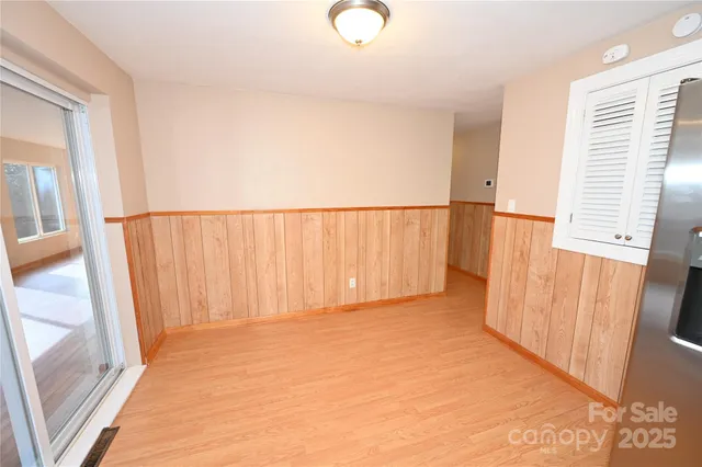 a view of a room with a window