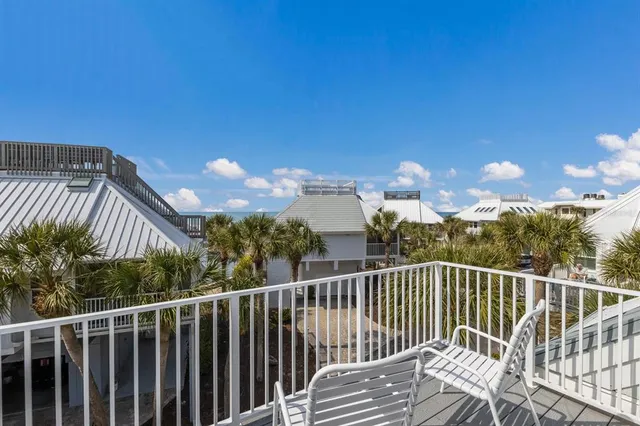 a view of a balcony with an outdoor space