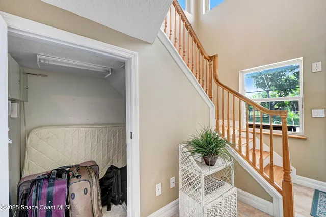 an aerial view of a swimming pool