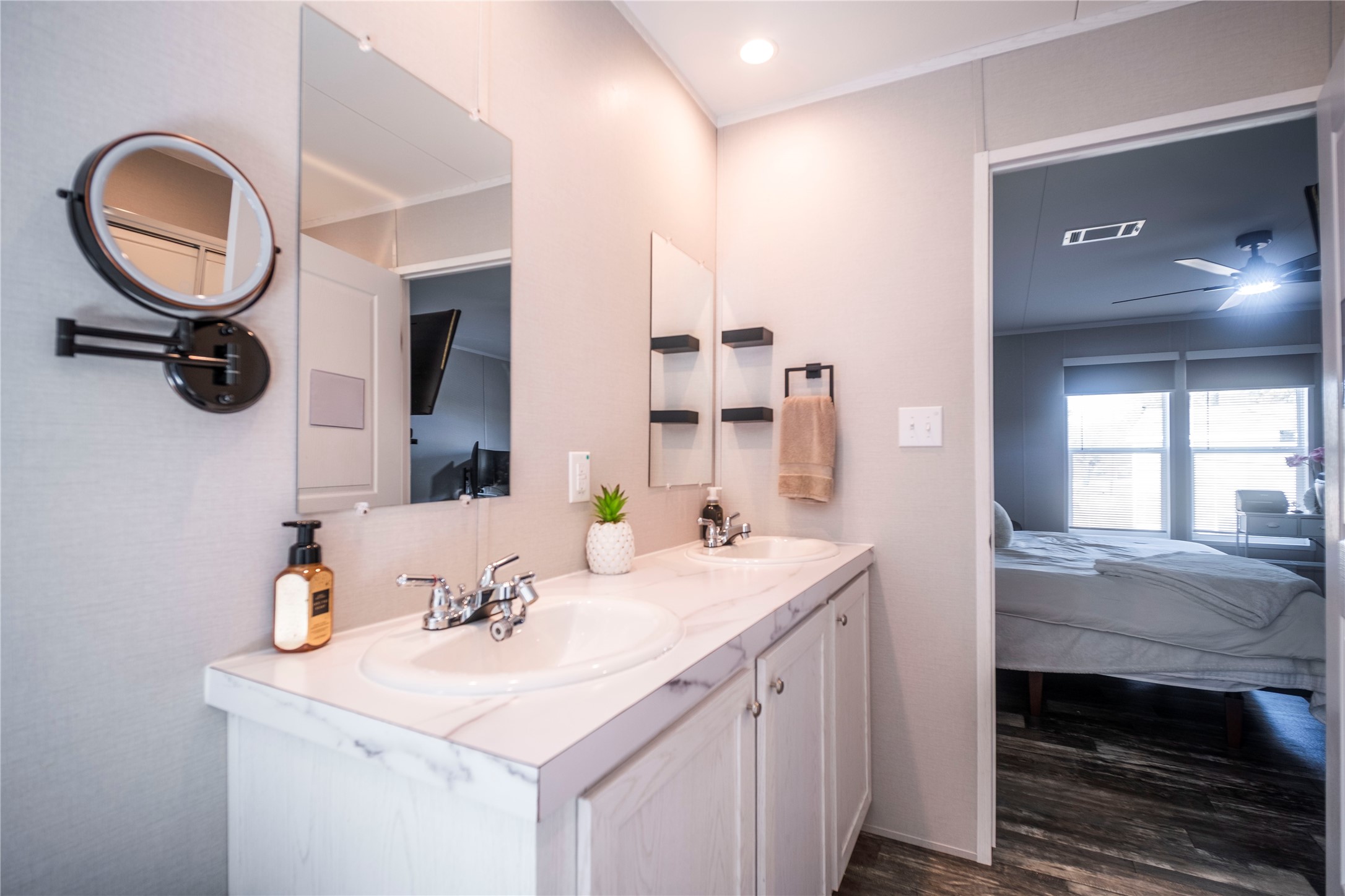 5402 Five Oaks Drive Spring, TX 77389 - Photo 16 of 31 Bathroom vanity with updated fixtures and lighting.