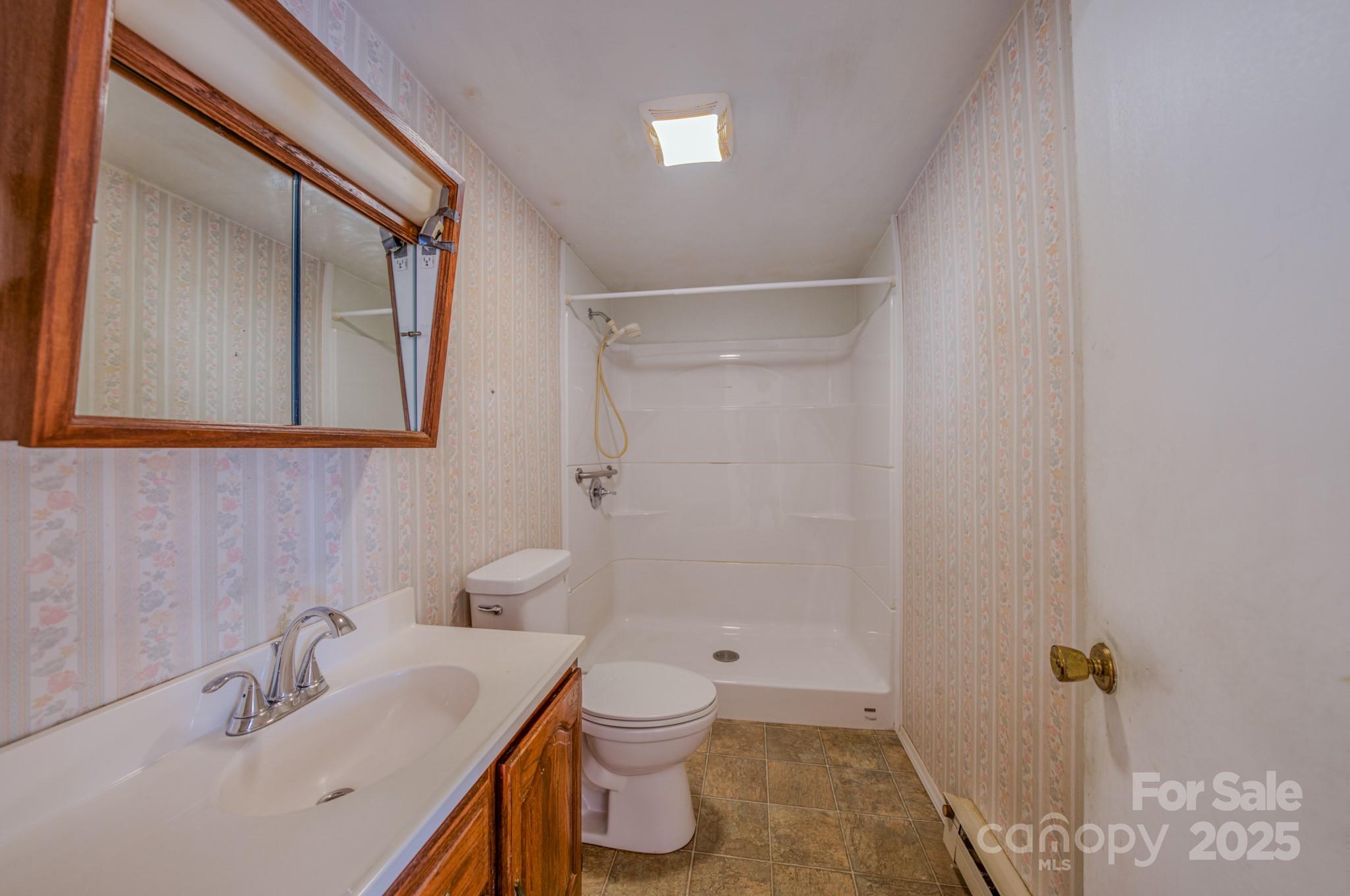 531 Bryson Road Candler, NC 28715 - Photo 18 of 45 a bathroom with a sink and a mirror