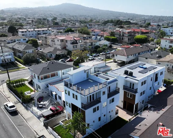 an aerial view of a building with many windows