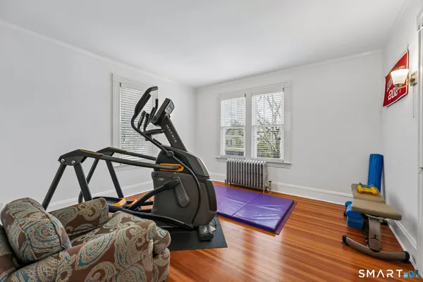 a room with gym equipment