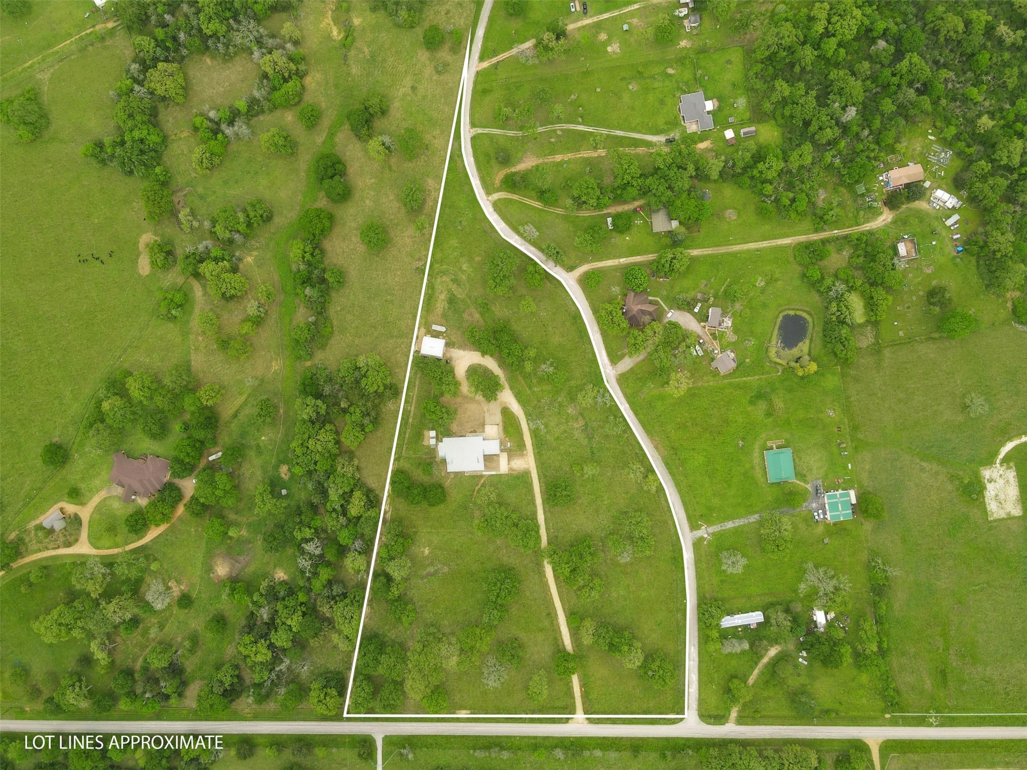 43919 Austin Branch Road Hempstead, TX 77445 - Photo 5 of 48 Sweeping aerial views of your private 9.54-acre estate. Lot lines are estimated.