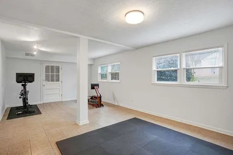 a view of a livingroom with a window
