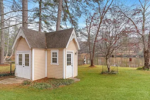 a view of a lake with outside area