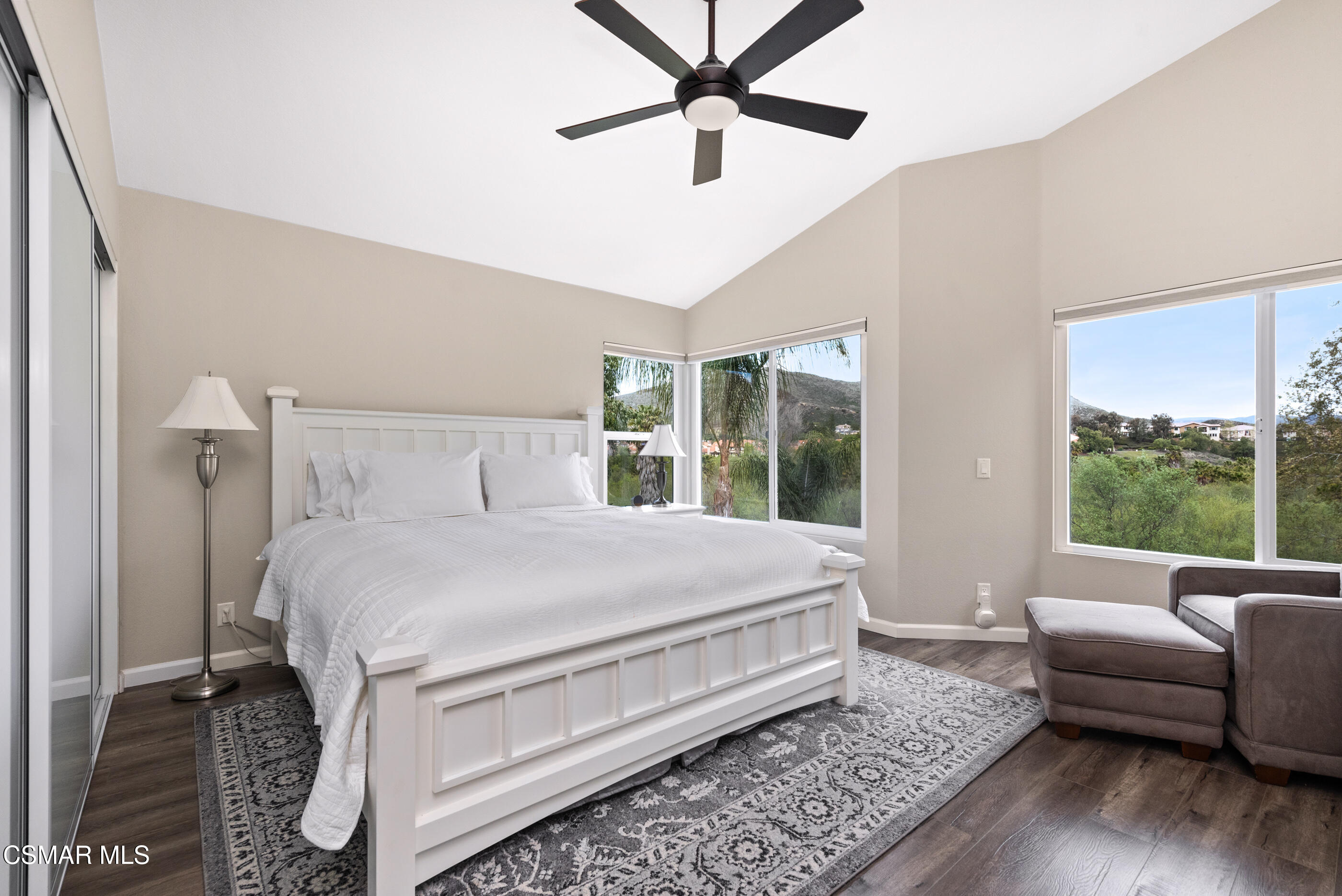 575 Fairfield Road Simi Valley, CA 93065 - Photo 27 of 57 a bedroom with a bed a couch and a large window