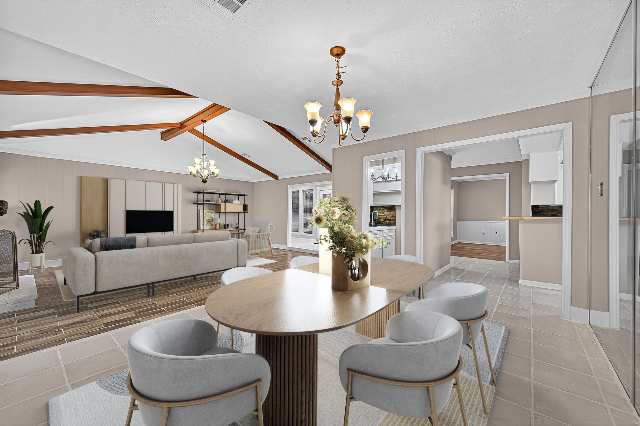 13903 Chevy Chase Drive Houston, TX 77077 - Photo 15 of 48 a living room with furniture and a chandelier